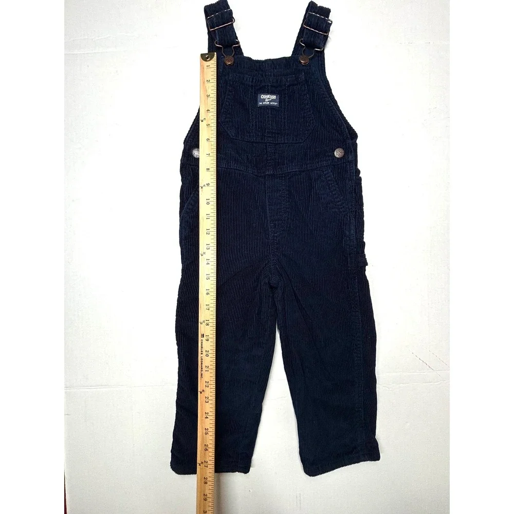 OshKosh Bgosh Toddler Corduroy Overalls 4T/4A‎ Navy Blue Adjustable Straps EUC